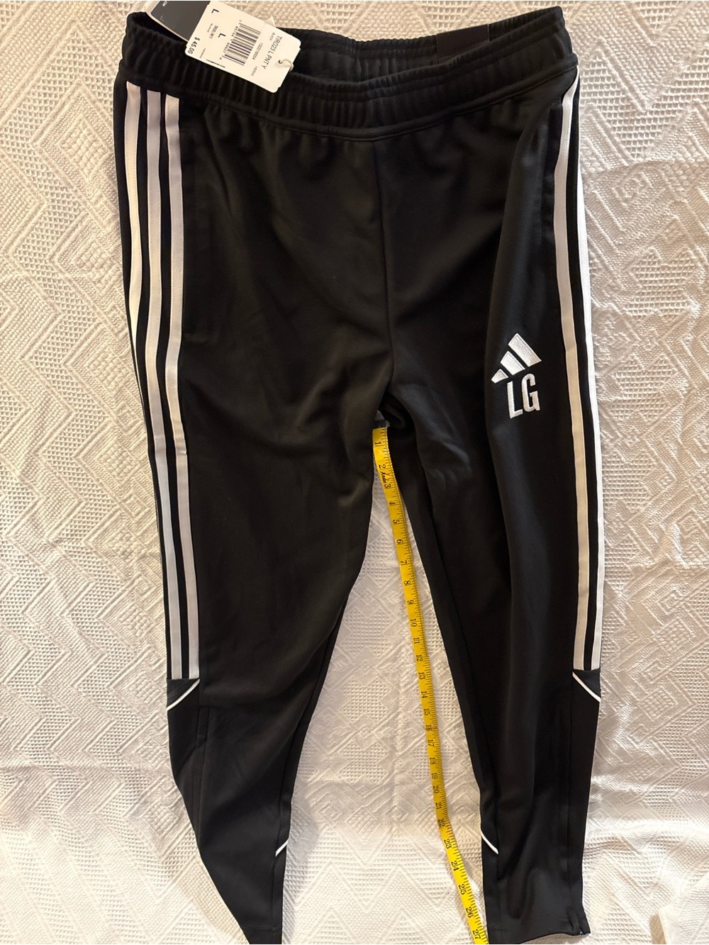 adidas Black Kids Track Joggers with White Stripes L (13-14 Y).